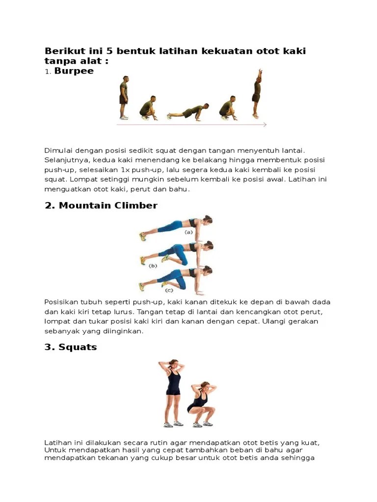 5 Bentuk Latihan Kekuatan Otot Kaki Tanpa Alat | PDF
