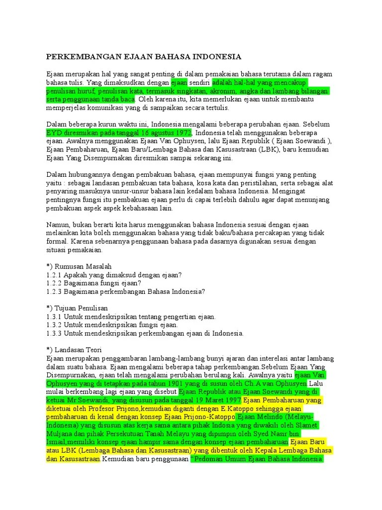 Perkembangan Ejaan Bahasa Indonesia
