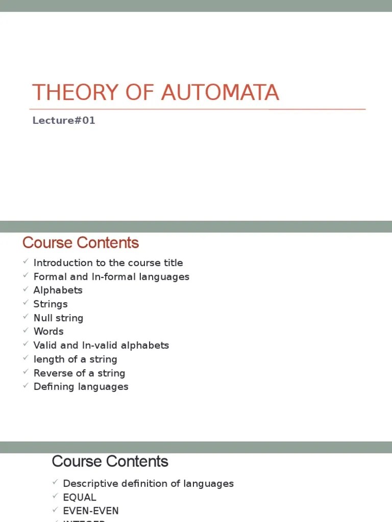 Automata Theory Course Lecture 1 | PDF | String (Computer Science ...