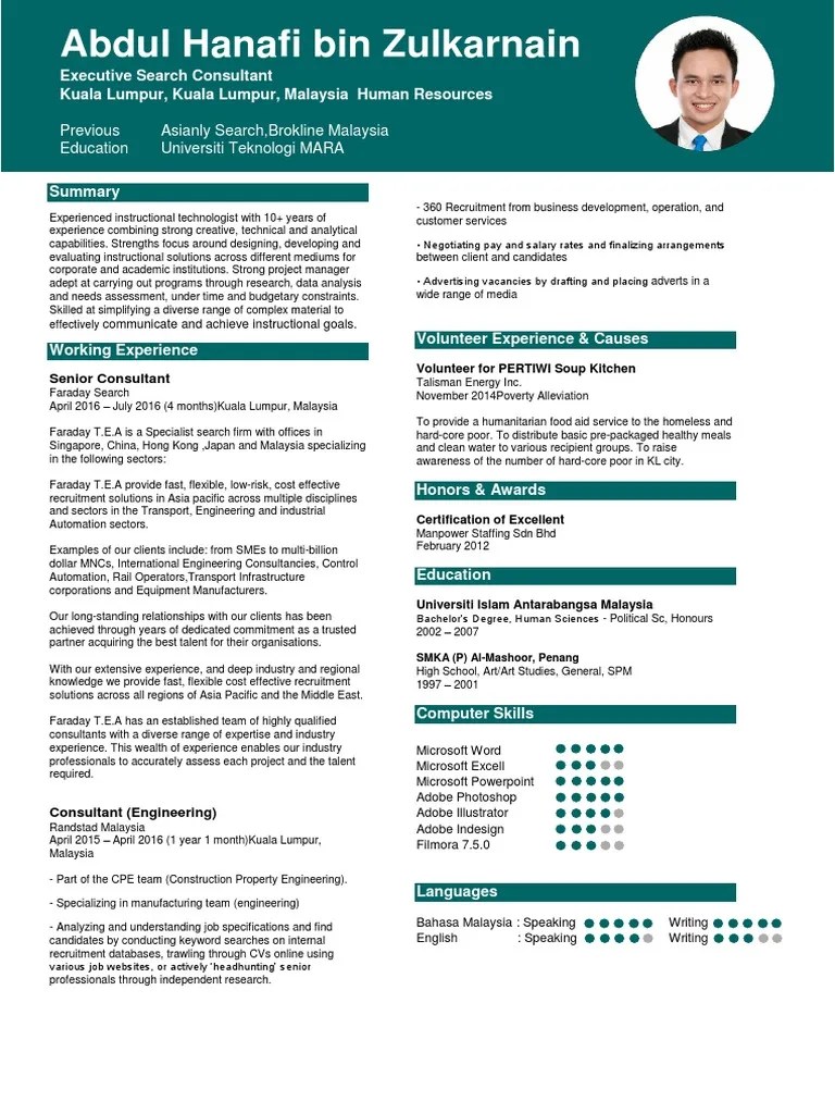Example of resume for internship in malaysia. Resume Terkini 2016 / 2017 | Consultant | Recruitment