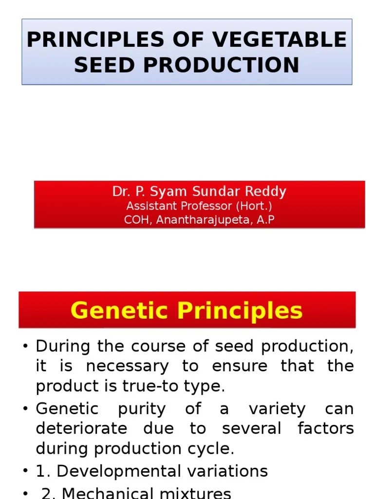 Principles Of Seed Production | Vegetables | Seed