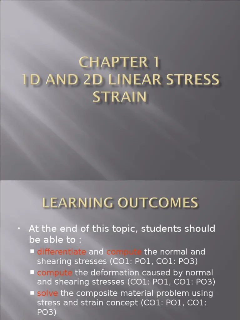 Chapter 1 - 1D And 2D Linear Stress Strain (Basic Solid Mechanics ...