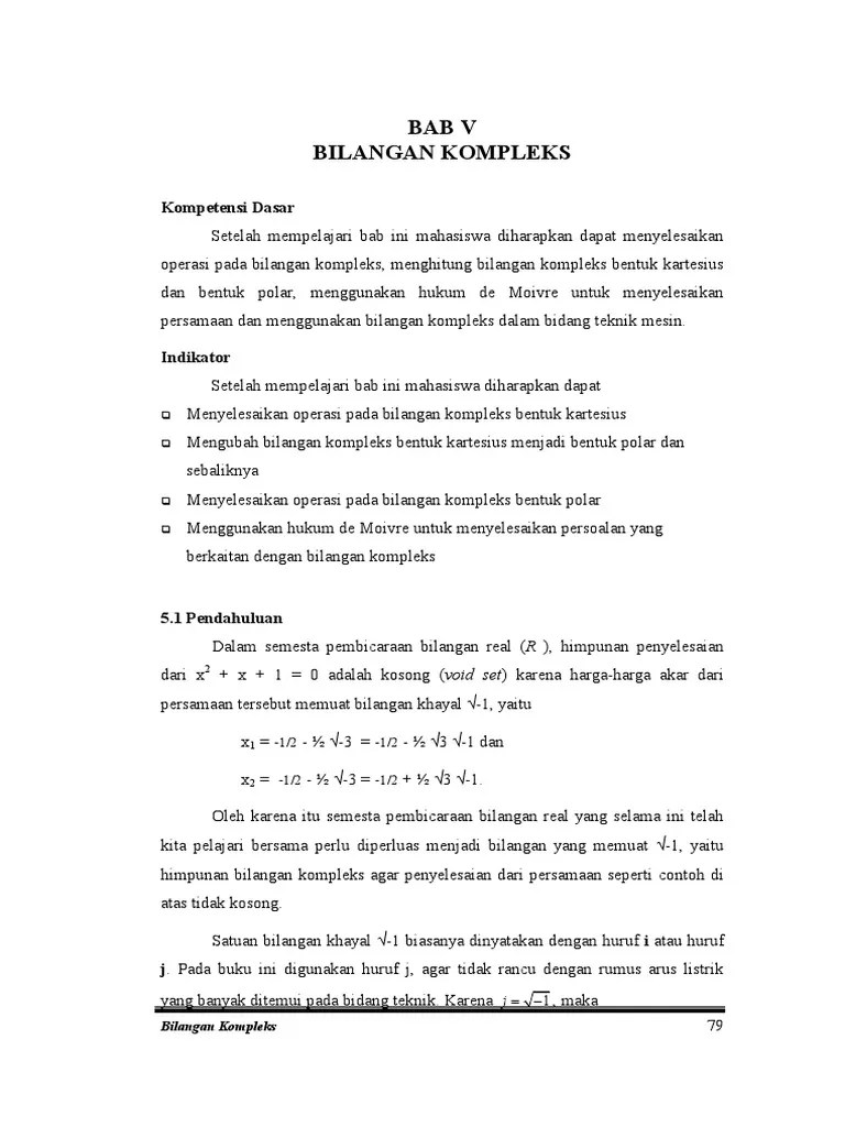 • menggunakan rumus de moivre untuk. Bilangan Kompleks Untuk Kuliah Umum Matematika Pdf