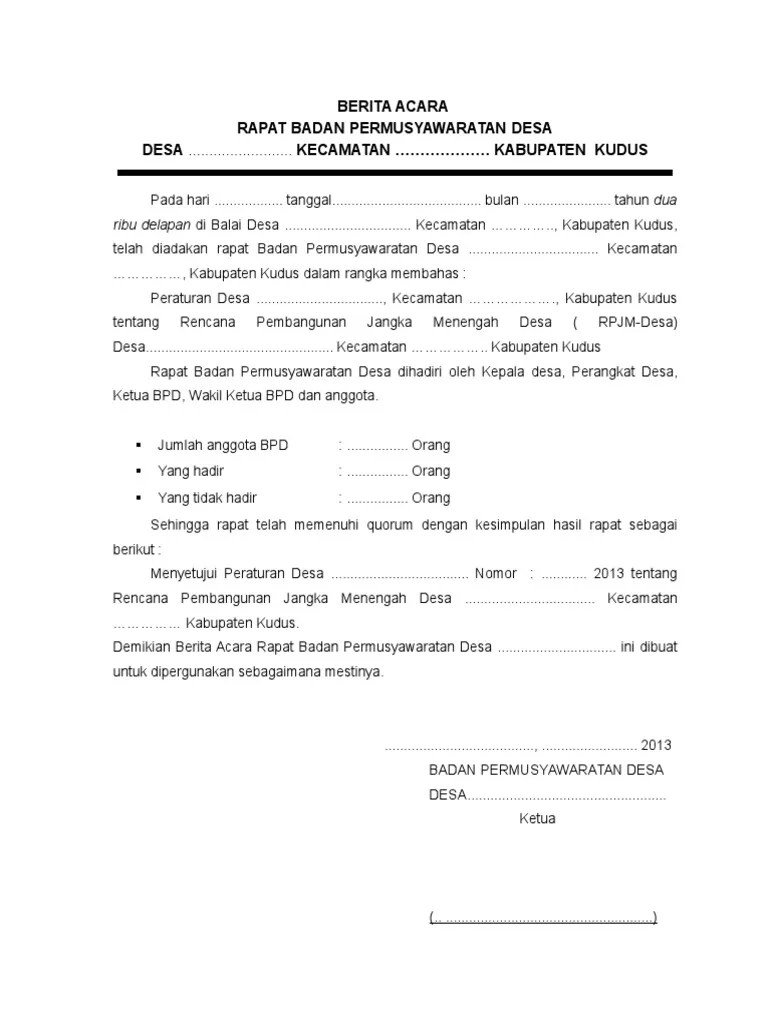 10 berita acara serah terima bagi hasil by dho_hakim. Contoh Berita Acara Rapat Kerja Contoh Resource