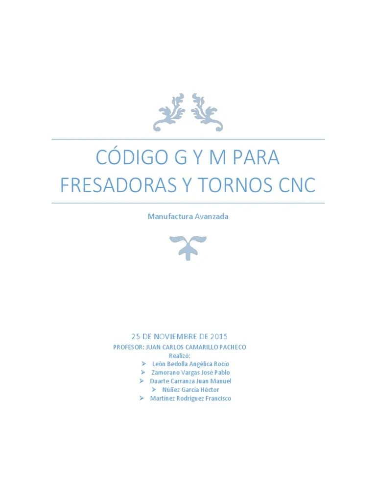 Programación CNC (Torno Vs. Fresadora) | PDF | Control Numerico ...