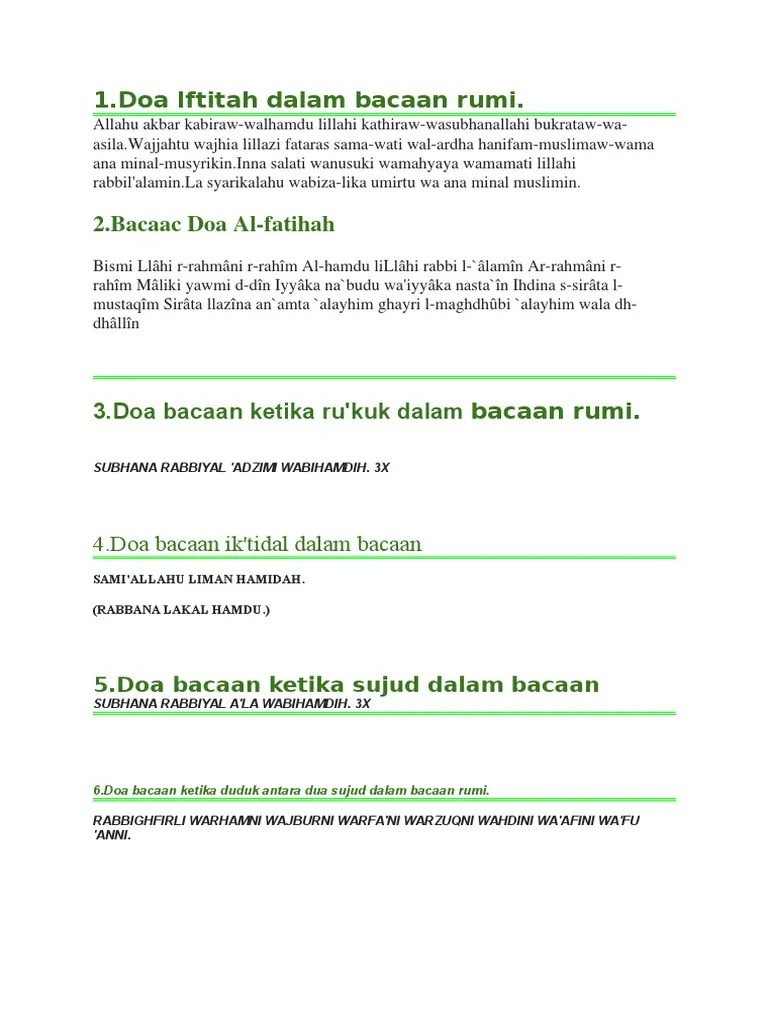 Doa iftitah dalam bacaan rumi. Bacaan Solat Pdf