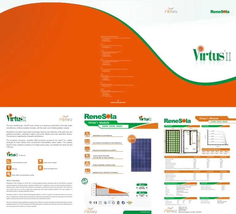 Renesola Virtus II 250 255 260W Data Sheet April 2013 RENVU | Download ...