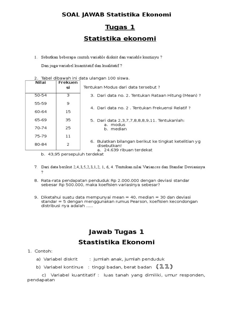 Modul statistika ii lembar pengesahan modul praktikum statistika ii semester. Contoh Soal Dan Jawaban Statistik Ekonomi Contoh Soal Terbaru