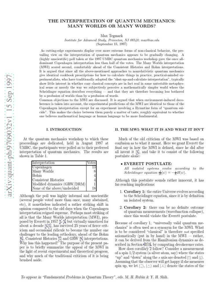 The Interpretation Of Quantum Mechanics - Many Worlds Or Many Words ...