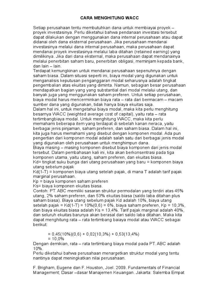 Cara Menghitung Wacc