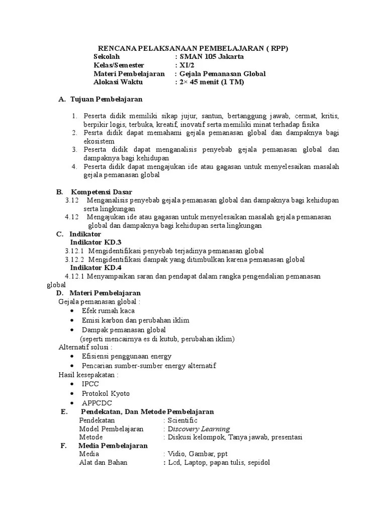 RPP Gejala Pemanasan Global | PDF