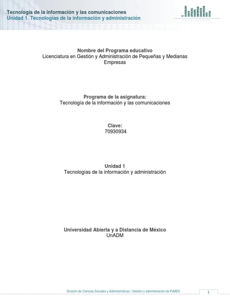 U1,2,3 - Tecnologías De La Información Y Las Comunicaciones | PDF ...