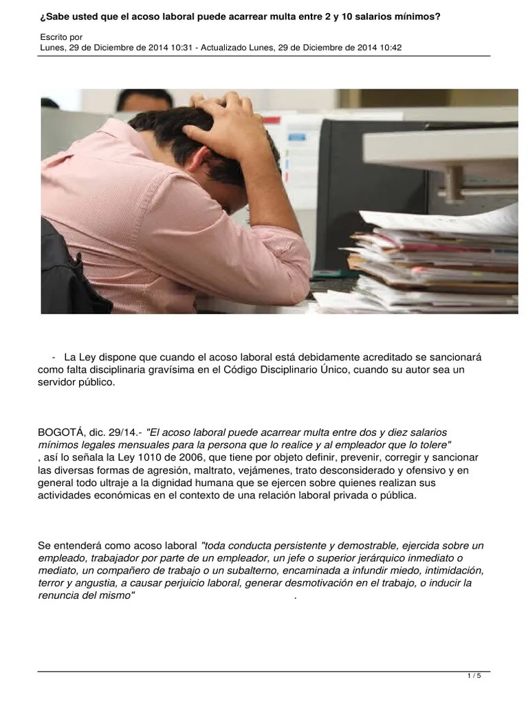 Acoso Laboral Uniminuto | PDF | Derecho Laboral | Comportamiento