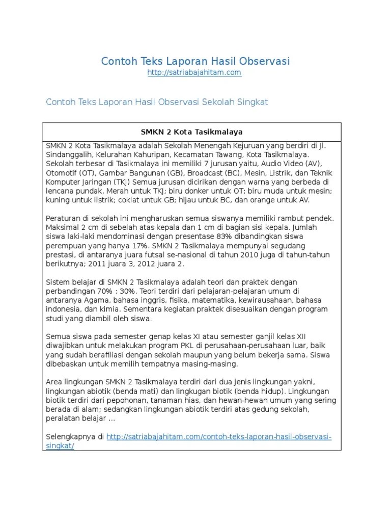 Smk plus nusa putra tahun 2016. Contoh Laporan Hasil Observasi Mengenai Lingkungan Sekolah File Ini