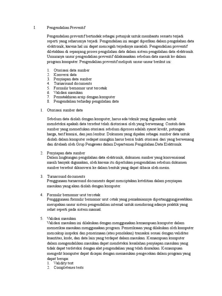 Sistem Informasi Akuntansi - Pengendalian Preventif | PDF