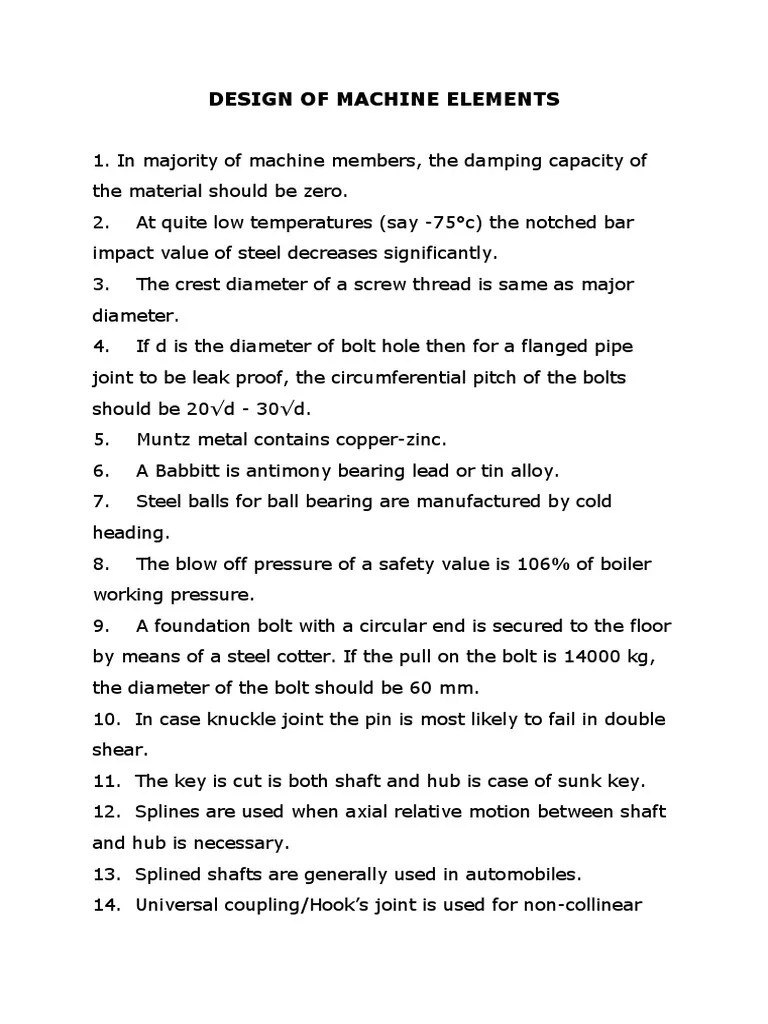 Design Of Machine Elements PDF | PDF | Home & Garden