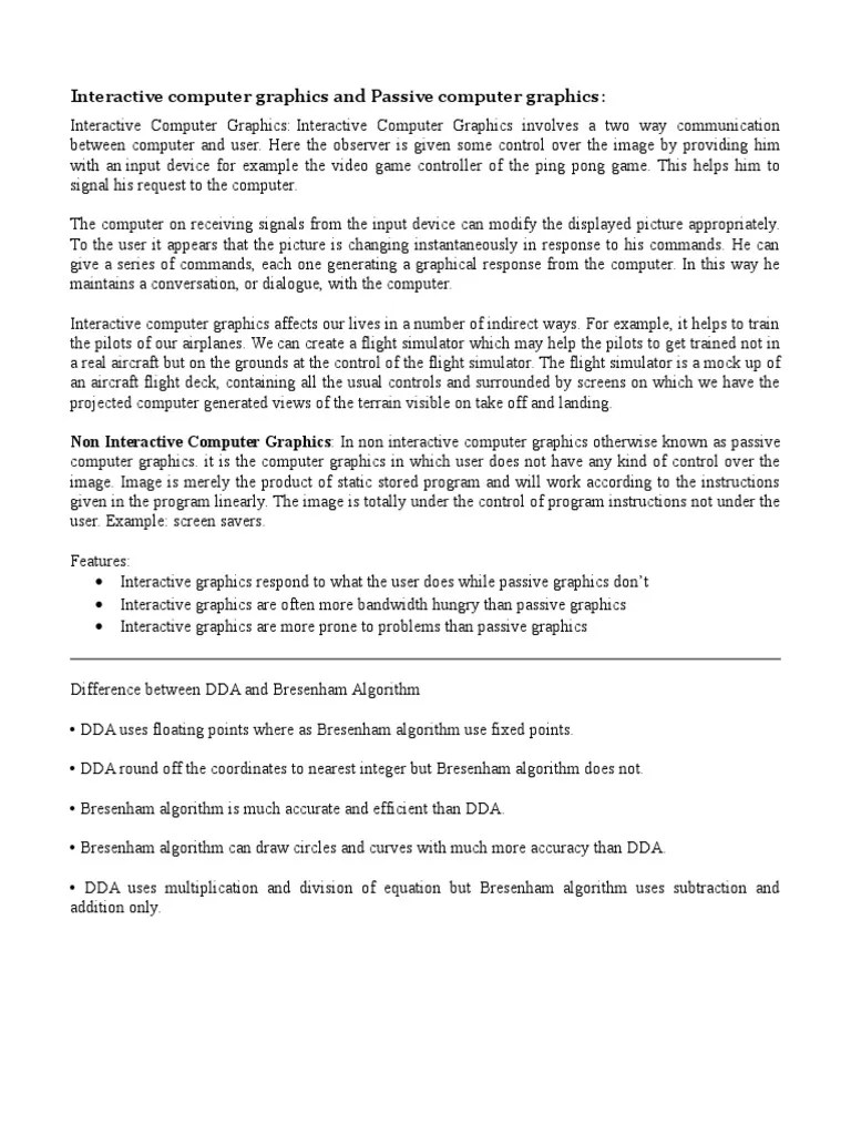 Interactive Computer Graphics And Passive Computer Graphics | PDF ...