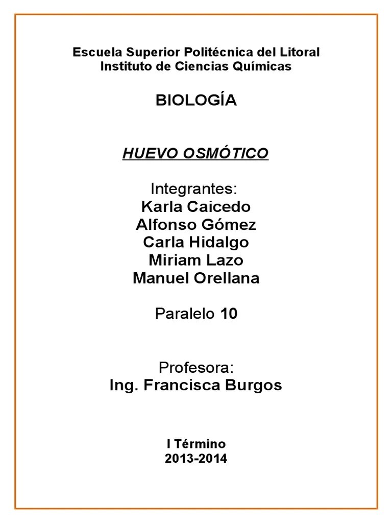 Informe Osmosis | PDF | Ósmosis | Biología Celular