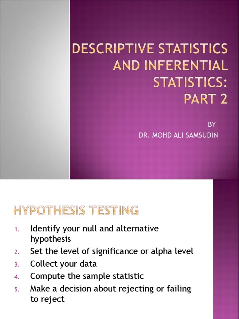 Descriptive And Inferential Statistics Part 2 2015 | PDF | Statistical ...