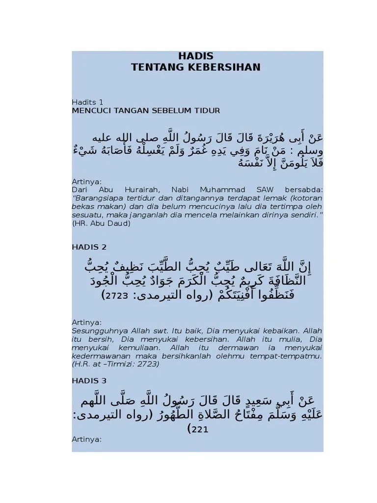 Hadits Tentang Kebersihan Dan Artinya - Gambar Islami