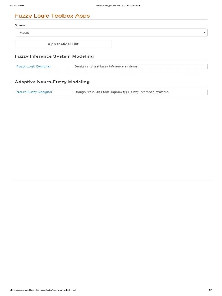 Fuzzy Logic Toolbox Documentation App | PDF