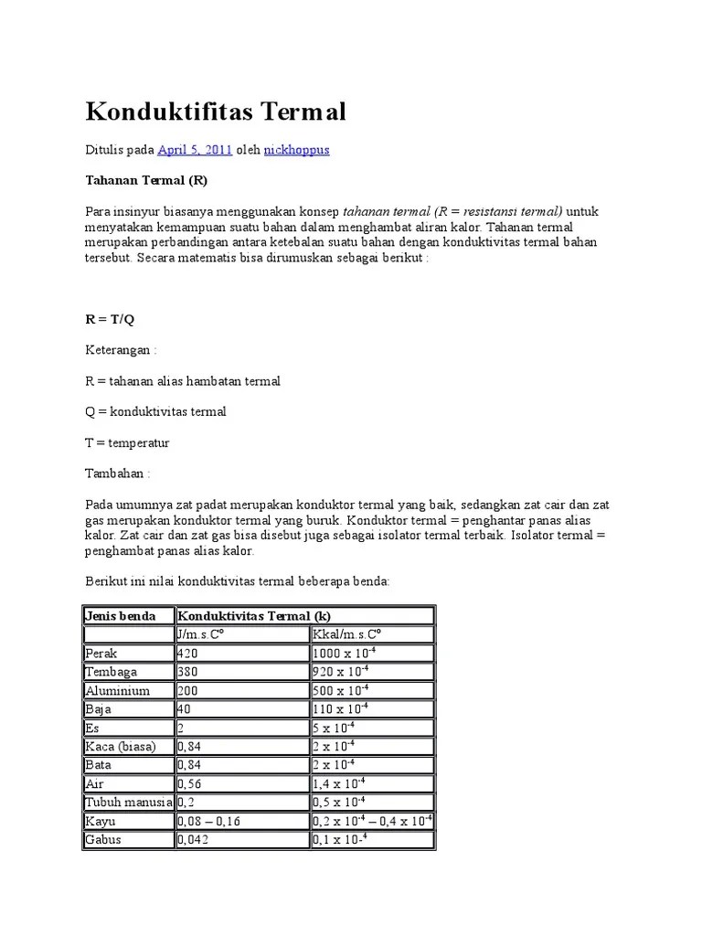 Konduktifitas Termal | PDF | Griya & Taman
