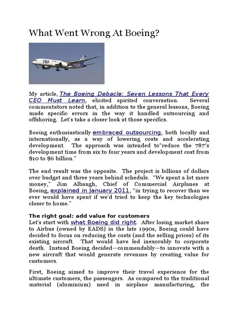 What Went Wrong At Boeing | PDF | Outsourcing | Offshoring