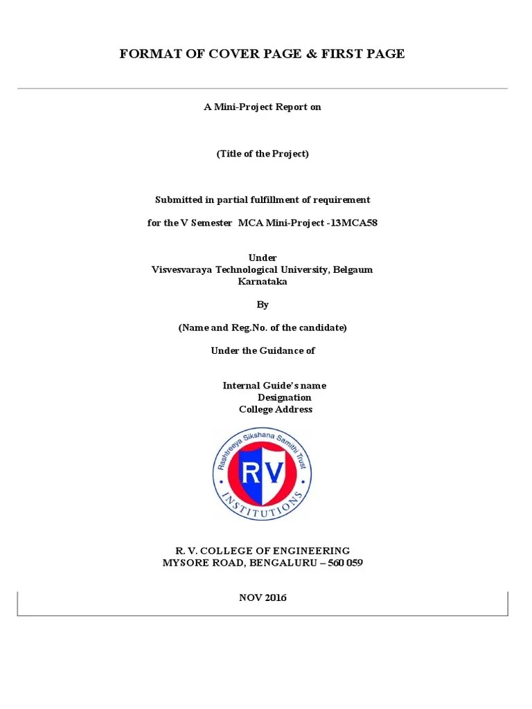 5th Sem Mca Mini Project Report Format Vtu 2016 1