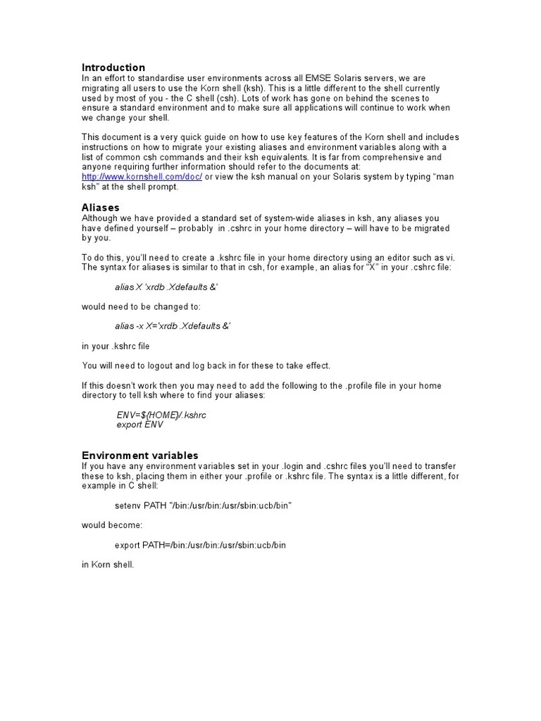 Korn Shell Guide | PDF | Command Line Interface | System Software