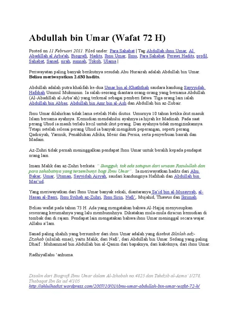 Abdullah Bin Umar | PDF