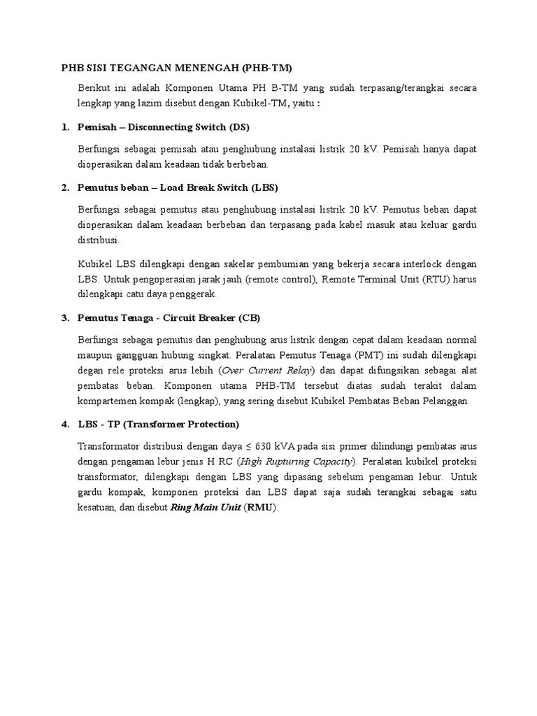 Komponen Switchgear 20kv | PDF