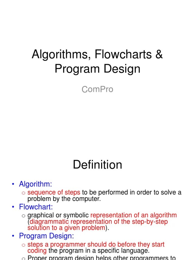 Algorithms, Flowcharts & Program Design: Compro | PDF | Class (Computer ...