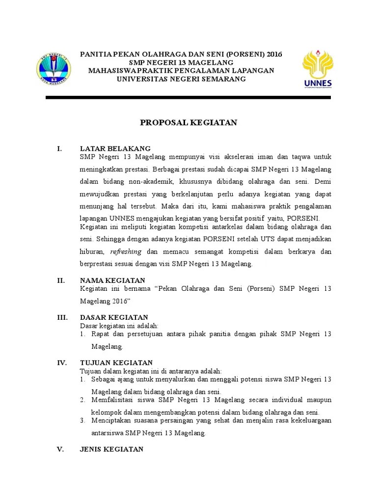 Contoh proposal kegiatan olah raga. Contoh Laporan Kegiatan Porseni Sekolah