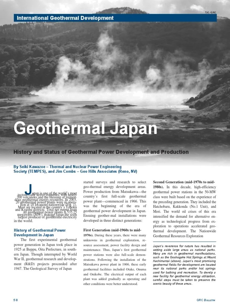 Geothermal Japan Geothermal Energy Power Station