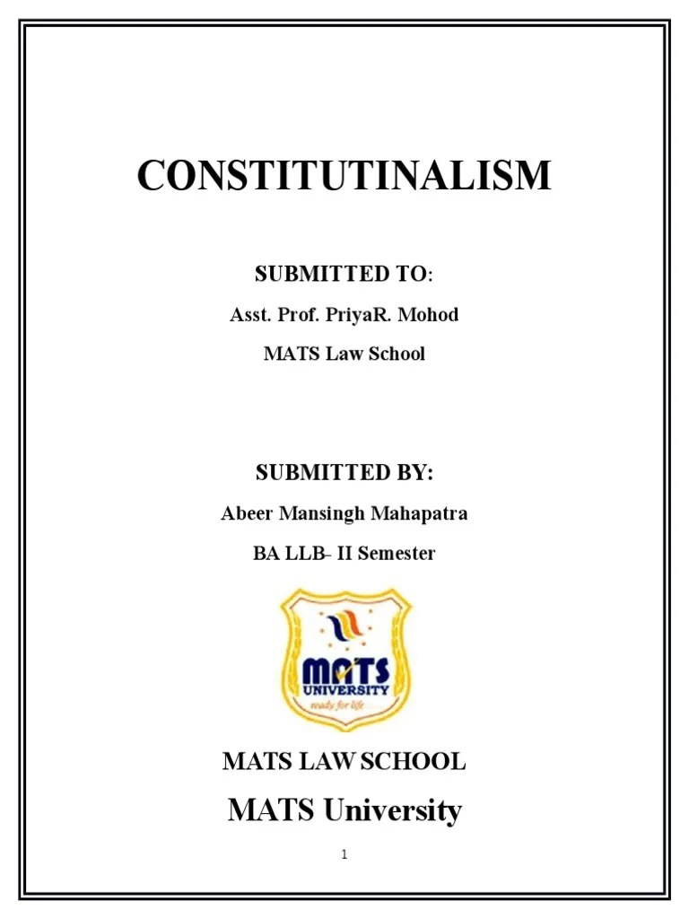Understanding Constitutionalism: An Analysis Of The Key Principles And ...