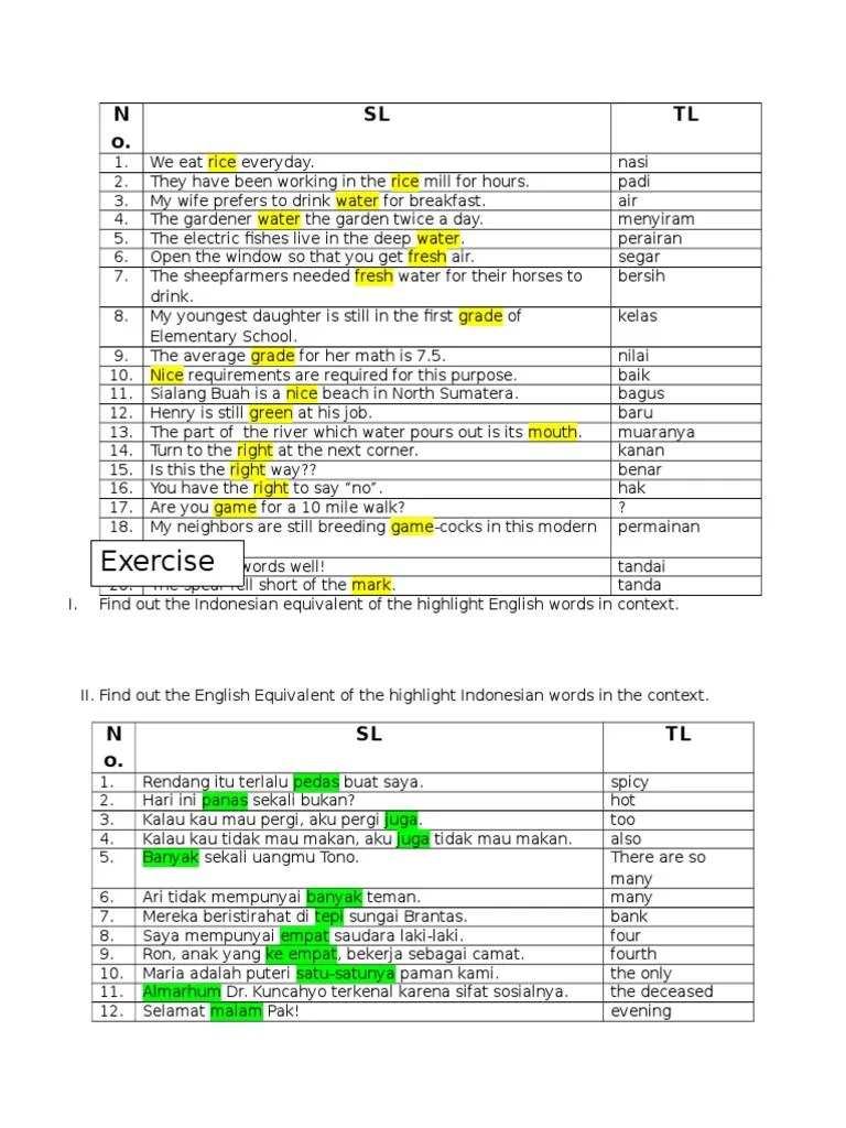 Translation Exercise 1 | PDF