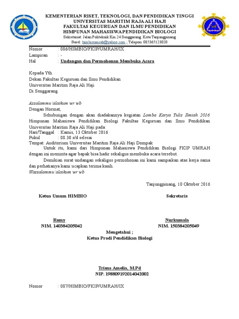 Undangan Dan Permohonan Membuka Acara, Dan Juri | PDF