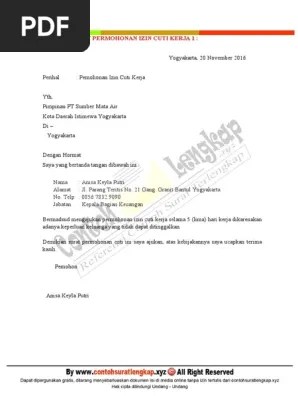 13 contoh surat izin tidak masuk sekolah kuliah kerja. Contoh Surat Izin Pns Urusan Keluarga Contoh Seputar Surat