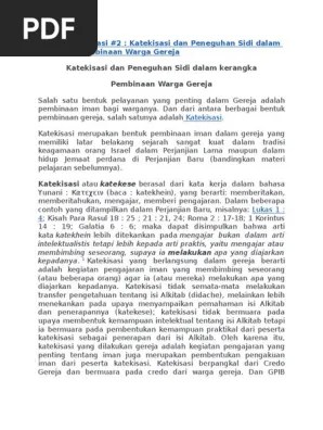 Materi Katekisasi 02 Katekisasi Dan Peneguhan Sidi Dalam Kerangka Pembinaan Warga Gereja