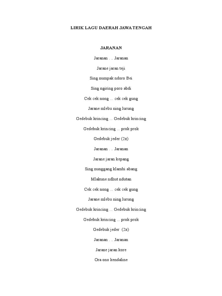 Lirik Lagu Daerah Jawa Tengah | PDF