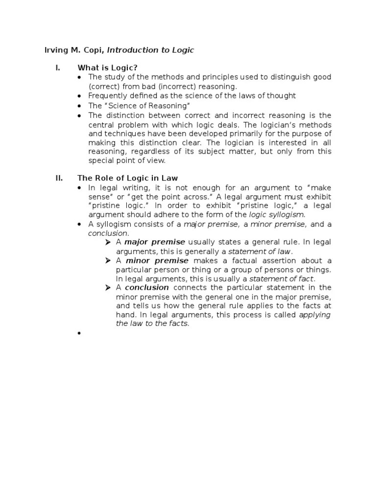 Notes On Introduction To Logic | PDF