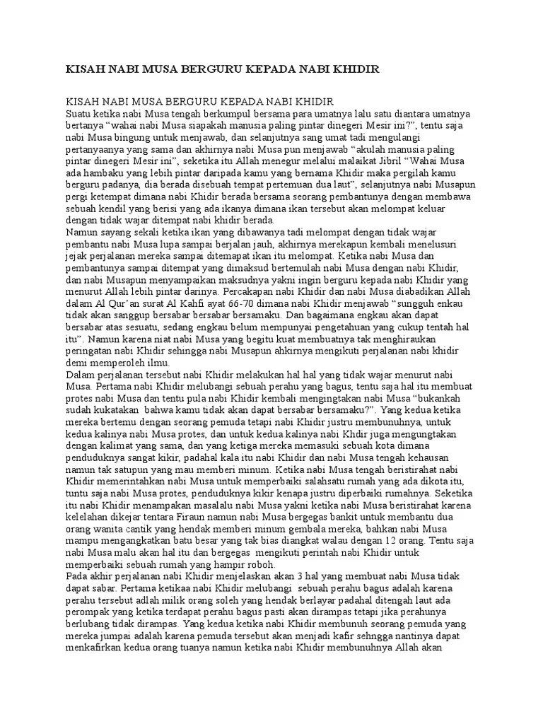 Kisah Nabi Musa Berguru Kepada Nabi Khidir | PDF
