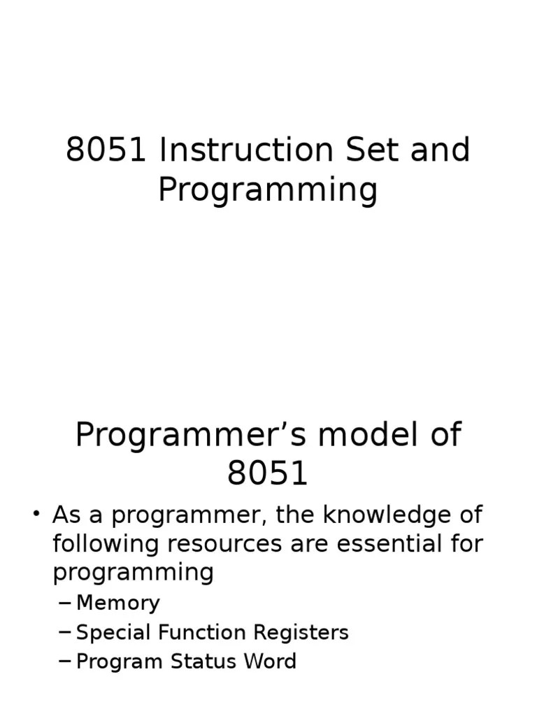 8051 Instruction Set And Programming | PDF | Instruction Set | Arithmetic