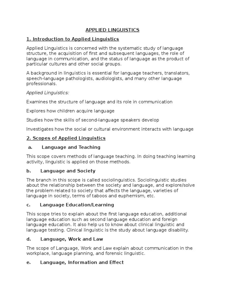 Applied Linguistics - Summary | PDF | Applied Linguistics | Language ...