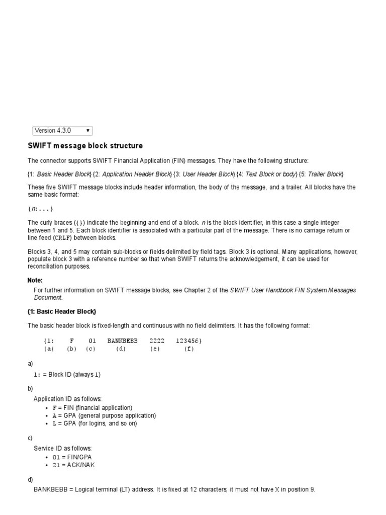 IBM Knowledge Center - SWIFT Message Block Structure | PDF | C (Programming Language ...