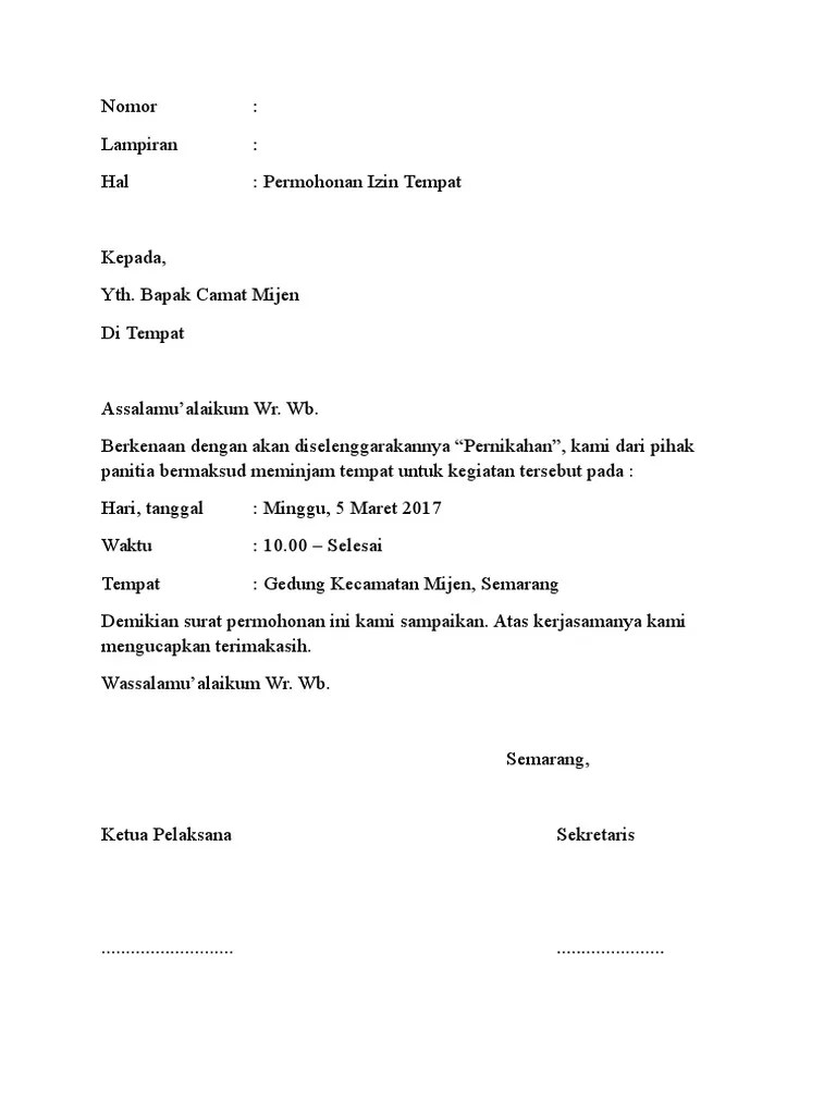 File surat pinjam gedung fileku id. Contoh Surat Permohonan Izin Meminjam Tempat Berbagai Contoh