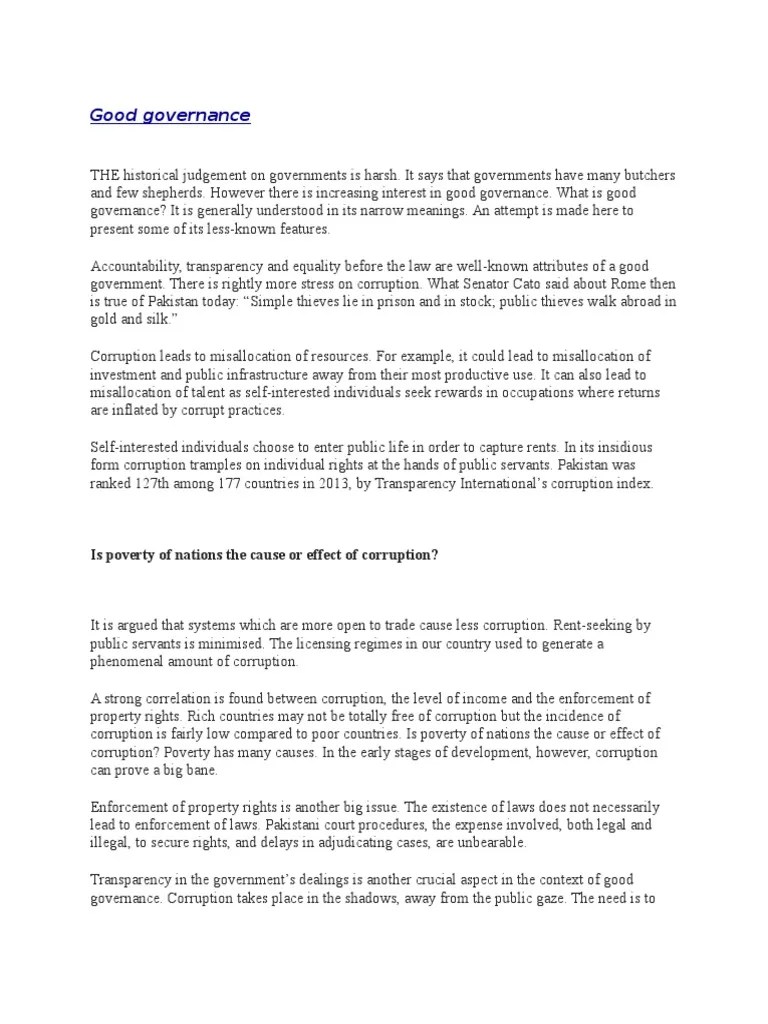Good Governance: Is Poverty Of Nations The Cause Or Effect Of Corruption? | PDF | Corruption ...