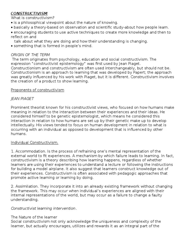 Origin Of The Term: Constructivism | PDF | Constructivism (Philosophy ...