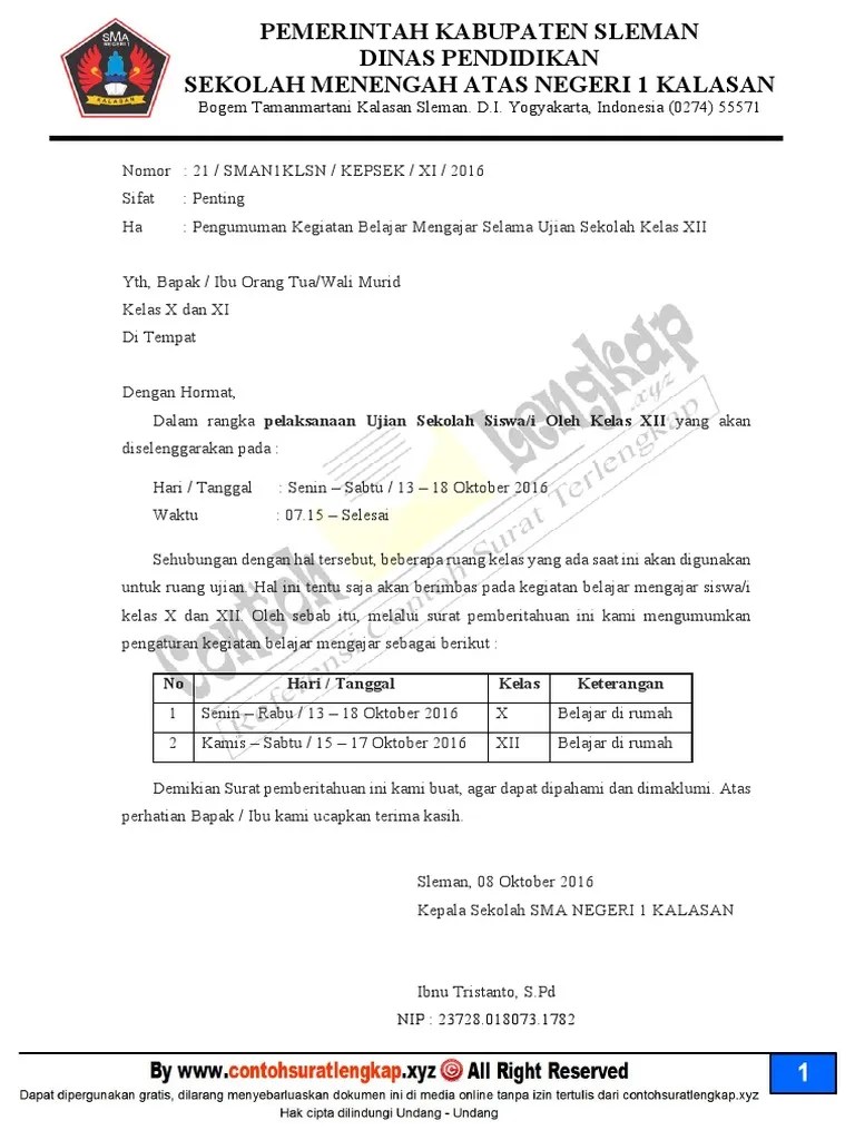 Penjelasan lengkap seputar contoh surat dinas. Contoh Surat Dinas Sekolah Resmi Pdf