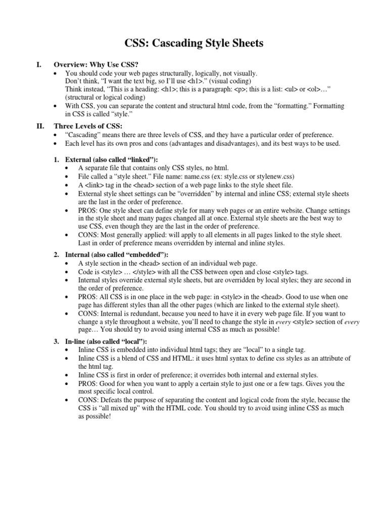 CSS Overview | PDF | Cascading Style Sheets | Html Element